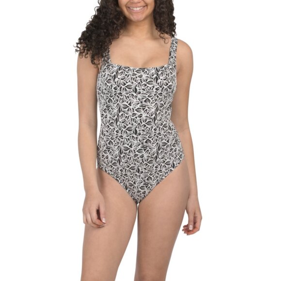 PROFILE BY GOTTEX Black/white Square Neck One-piece Swimsuit - Picture 1 of 2